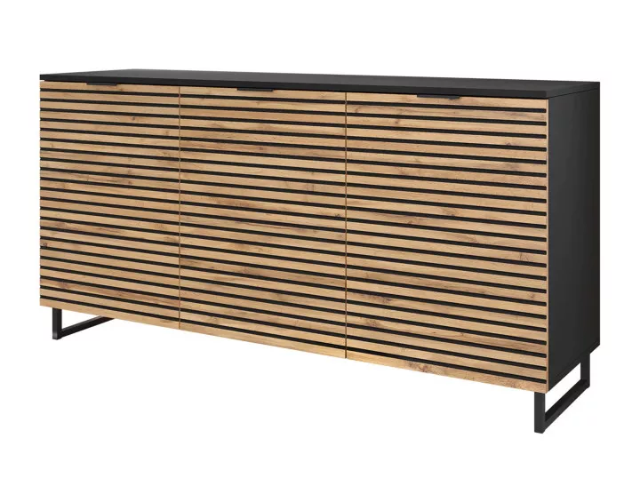 Buffet bas bois et noir 150 cm Olympie