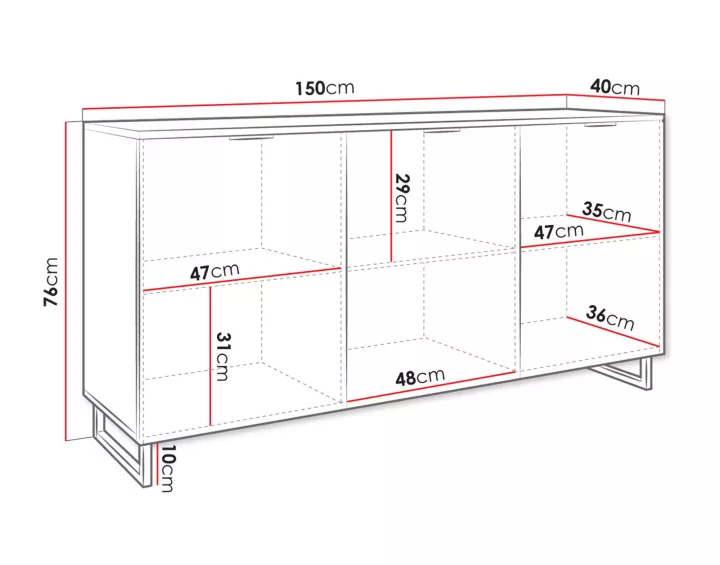 Buffet bas bois et noir 150 cm Olympie