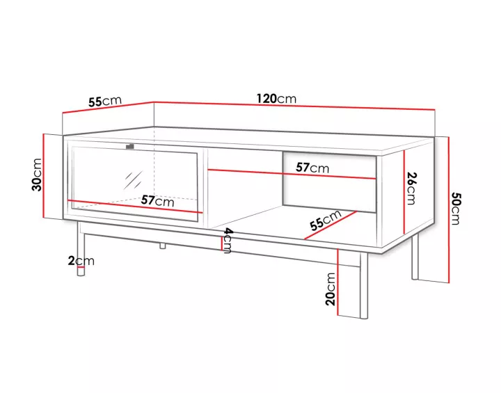 Table basse bois et noir 120 cm Lamia