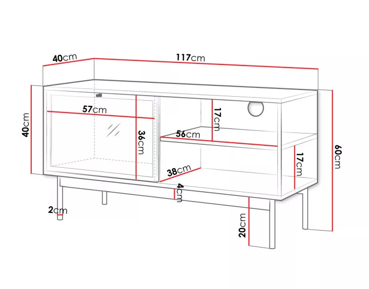 Meuble TV bois et noir 117 cm Lamia