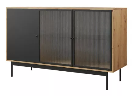 Buffet bas bois et noir 148 cm Lamia