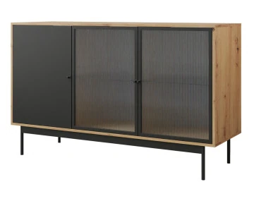Buffet bas bois et noir 3 portes 148 cm Lamia