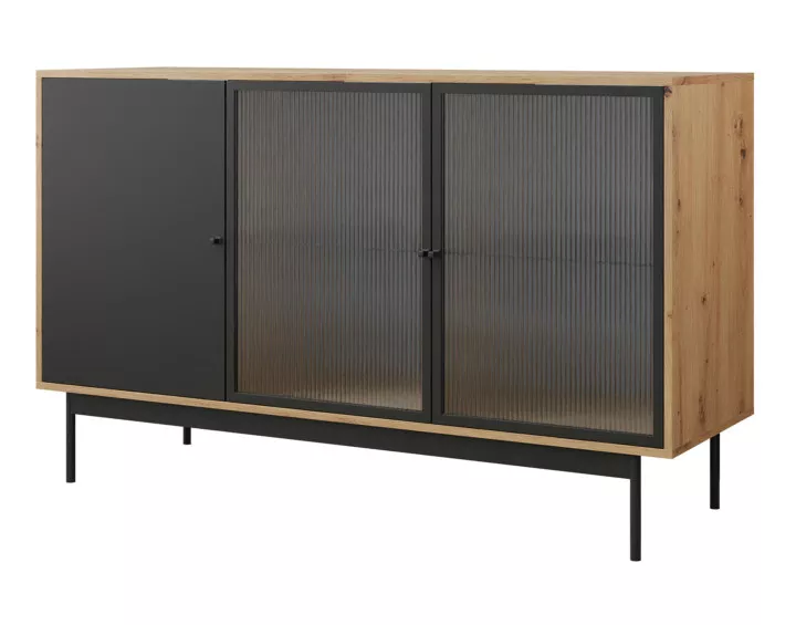 Buffet bas bois et noir 148 cm Lamia