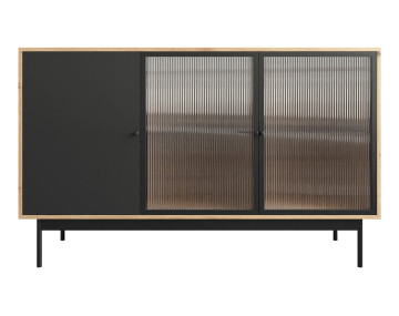 Buffet bas bois et noir 3 portes 148 cm Lamia