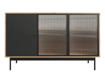 Buffet bas bois et noir 3 portes 148 cm Lamia
