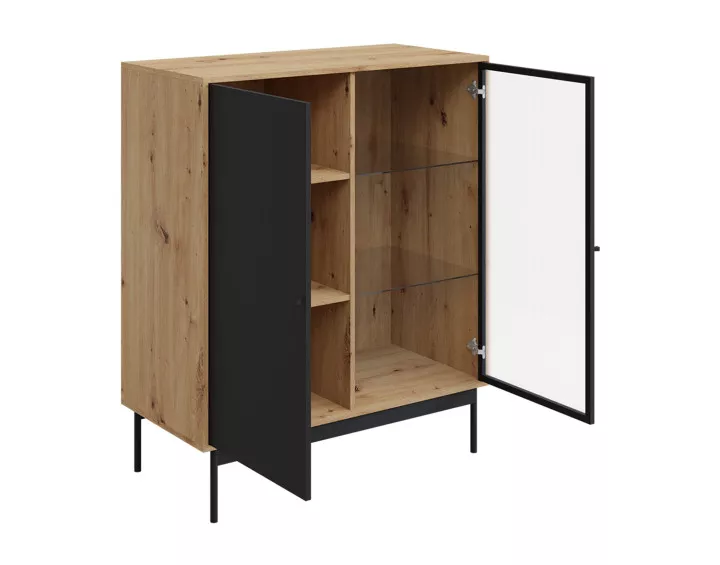 Buffet haut bois et noir 100 cm Lamia