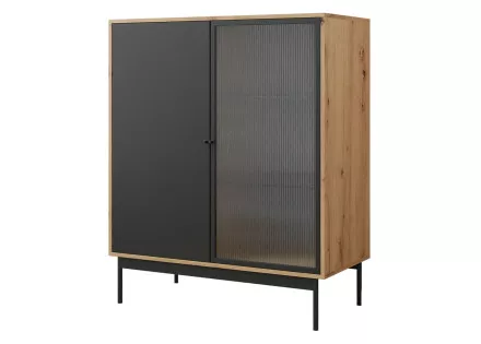 Buffet haut bois et noir 100 cm Lamia