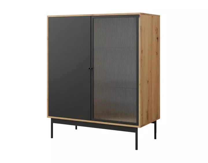 Buffet haut bois et noir 100 cm Lamia