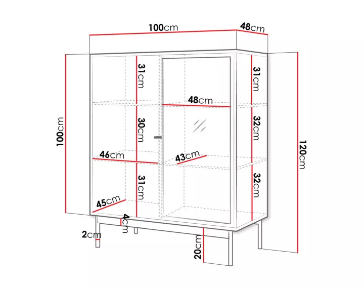 Buffet haut bois et noir 100 cm Lamia