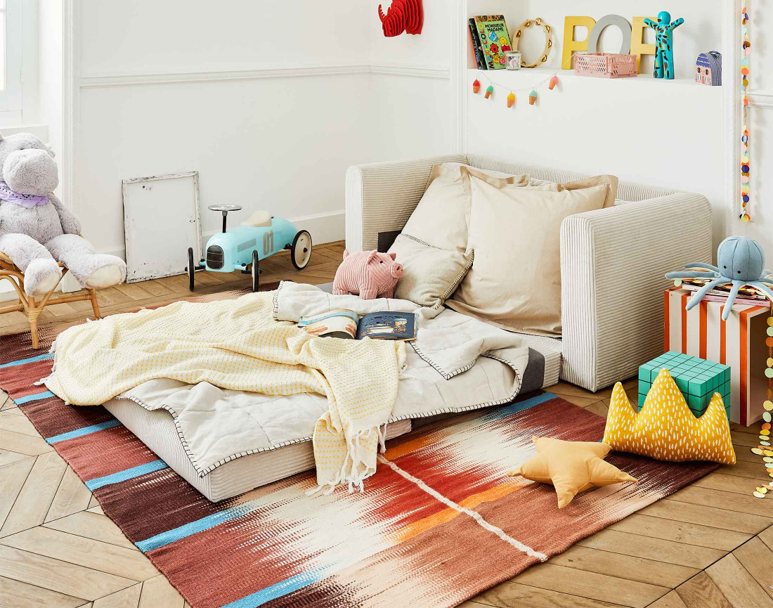 Canapé 2 places convertible déplimousse en velours côtelé Marilia Canapé 2 places convertible déplimousse en velours côtelé Marilia