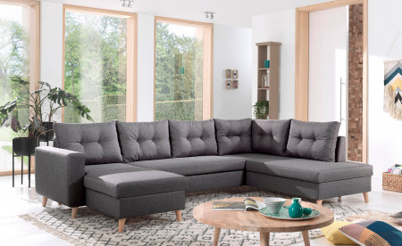 NORDIC - Canapé scandinave d'angle droite panoramique convertible en tissu - 299x86x188cm NORDIC - Canapé scandinave d'angle droite panoramique convertible en tissu - 299x86x188cm