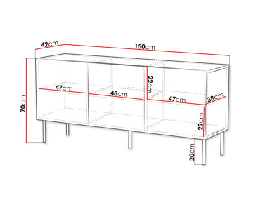 Buffet bas bois 3 portes 150 cm Salvador