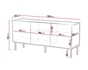 Buffet bas bois 3 portes 150 cm Salvador