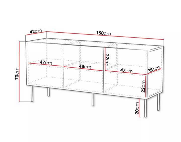 Buffet bas bois 150 cm Salvador