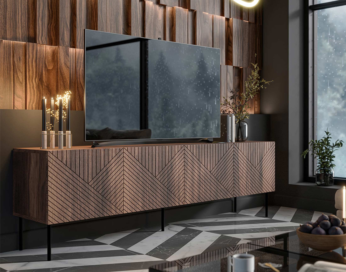 Meuble TV bois 4 portes 191 cm Salvador