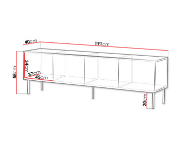 Meuble TV bois 4 portes 191 cm Salvador