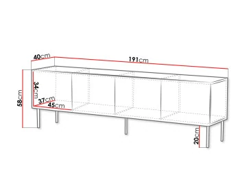 Meuble TV bois 4 portes 191 cm Salvador