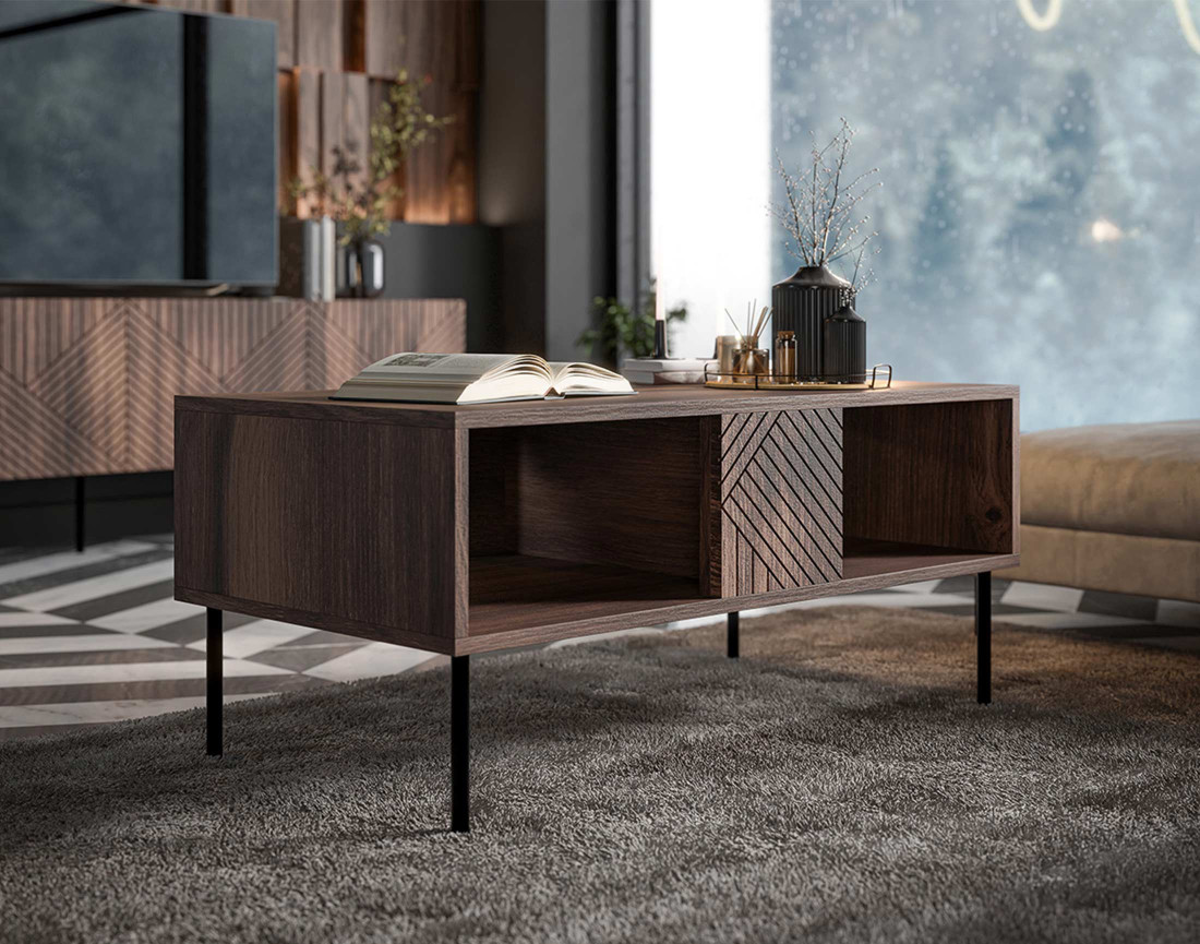 Table basse bois 2 niches 100 cm Salvador