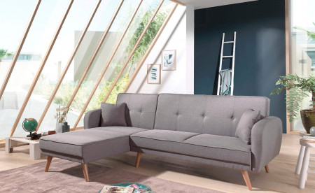 Folke - Canapé d'angle réversible scandinave convertible en tissu - 239x85x158cm Folke - Canapé d'angle réversible scandinave convertible en tissu - 239x85x158cm