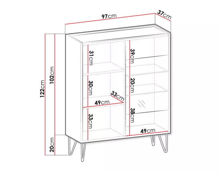 Vitrine effet marbre 97x122 cm Cali