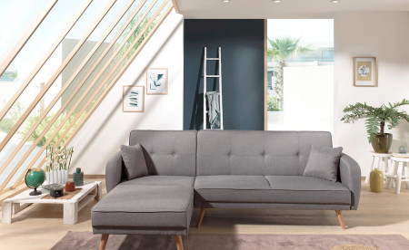 Folke - Canapé d'angle réversible scandinave convertible en tissu - 239x85x158cm Folke - Canapé d'angle réversible scandinave convertible en tissu - 239x85x158cm