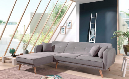 Folke - Canapé d'angle réversible scandinave convertible en tissu - 239x85x158cm Folke - Canapé d'angle réversible scandinave convertible en tissu - 239x85x158cm