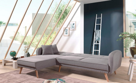Folke - Canapé d'angle réversible scandinave convertible en tissu - 239x85x158cm Folke - Canapé d'angle réversible scandinave convertible en tissu - 239x85x158cm