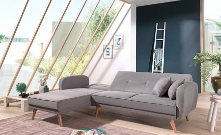 Folke - Canapé d'angle réversible scandinave convertible en tissu - 239x85x158cm Folke - Canapé d'angle réversible scandinave convertible en tissu - 239x85x158cm