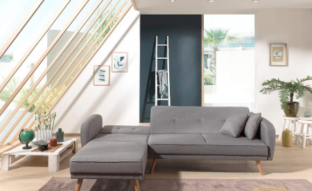 Folke - Canapé d'angle réversible scandinave convertible en tissu - 239x85x158cm Folke - Canapé d'angle réversible scandinave convertible en tissu - 239x85x158cm
