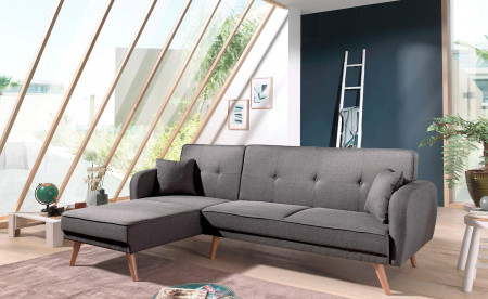 Folke - Canapé d'angle réversible scandinave convertible en tissu - 239x85x158cm Folke - Canapé d'angle réversible scandinave convertible en tissu - 239x85x158cm