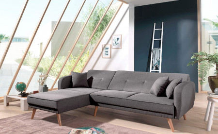 Folke - Canapé d'angle réversible scandinave convertible en tissu - 239x85x158cm Folke - Canapé d'angle réversible scandinave convertible en tissu - 239x85x158cm
