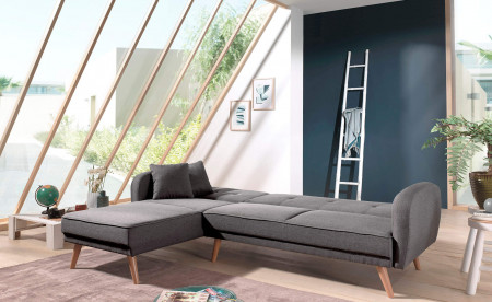 Folke - Canapé d'angle réversible scandinave convertible en tissu - 239x85x158cm Folke - Canapé d'angle réversible scandinave convertible en tissu - 239x85x158cm