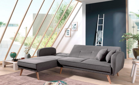 Folke - Canapé d'angle réversible scandinave convertible en tissu - 239x85x158cm Folke - Canapé d'angle réversible scandinave convertible en tissu - 239x85x158cm