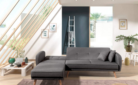 Folke - Canapé d'angle réversible scandinave convertible en tissu - 239x85x158cm Folke - Canapé d'angle réversible scandinave convertible en tissu - 239x85x158cm