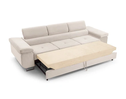 Canapé 3 places convertible avec têtières réglables en velours Pablo