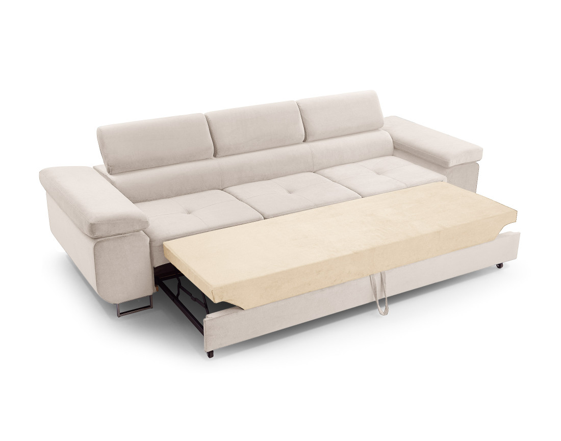 Canapé Convertible 2 Places Velours - Dossier Réglable 3 Positions, Pieds Dorés, Lit Simple