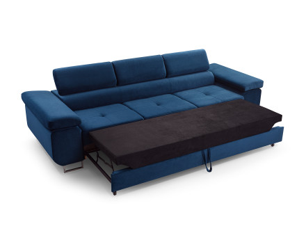 Canapé 3 places convertible avec têtières réglables en velours Pablo