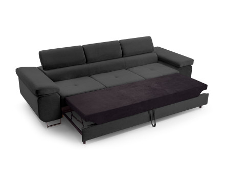 Canapé 3 places convertible avec têtières réglables en velours Pablo