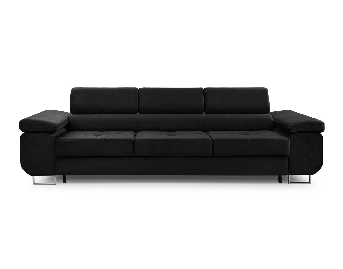 Canapé 3 places convertible avec têtières réglables en velours Pablo Canapé 3 places convertible avec têtières réglables en velours Pablo