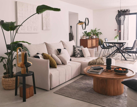 Canapé d'angle en velours - Petra - réversible convertible avec coffre - 4 places - en velours