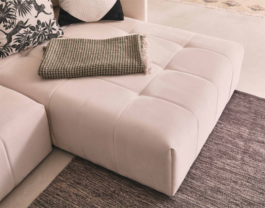 Canapé d'angle en velours - Petra - réversible convertible avec coffre - 4 places - en velours