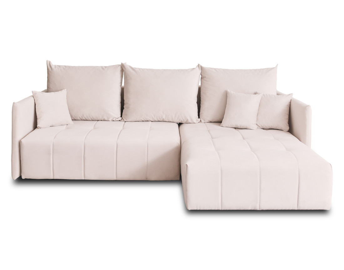 Canapé d'angle en velours - Petra - réversible convertible avec coffre - 4 places - en velours