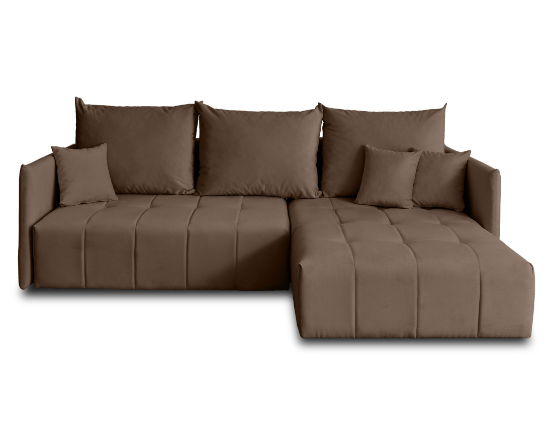 Canapé d'angle en velours - Petra - réversible convertible avec coffre - 4 places - en velours