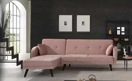 Olaf - Canapé d'angle réversible scandinave convertible revêtement en velours - 239x85x158cm Olaf - Canapé d'angle réversible scandinave convertible revêtement en velours - 239x85x158cm