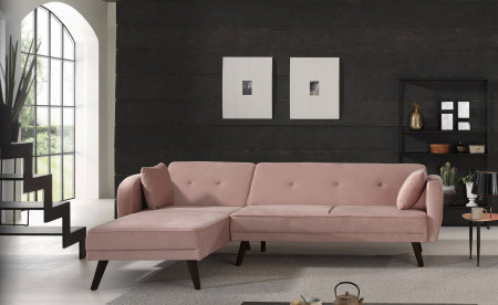 Olaf - Canapé d'angle réversible scandinave convertible revêtement en velours - 239x85x158cm Olaf - Canapé d'angle réversible scandinave convertible revêtement en velours - 239x85x158cm