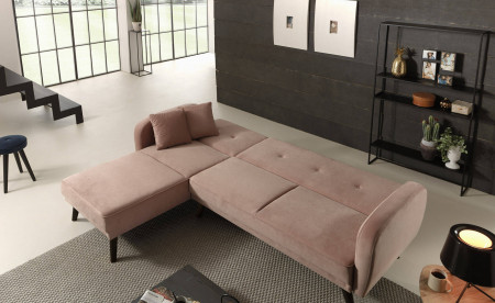 Olaf - Canapé d'angle réversible scandinave convertible revêtement en velours - 239x85x158cm Olaf - Canapé d'angle réversible scandinave convertible revêtement en velours - 239x85x158cm
