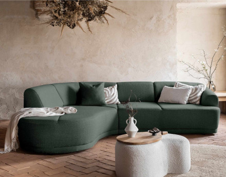 Canapé d'angle gauche 5 places en tissu Siena