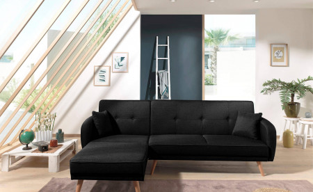 Folke - Canapé d'angle réversible scandinave convertible en tissu - 239x85x158cm Folke - Canapé d'angle réversible scandinave convertible en tissu - 239x85x158cm