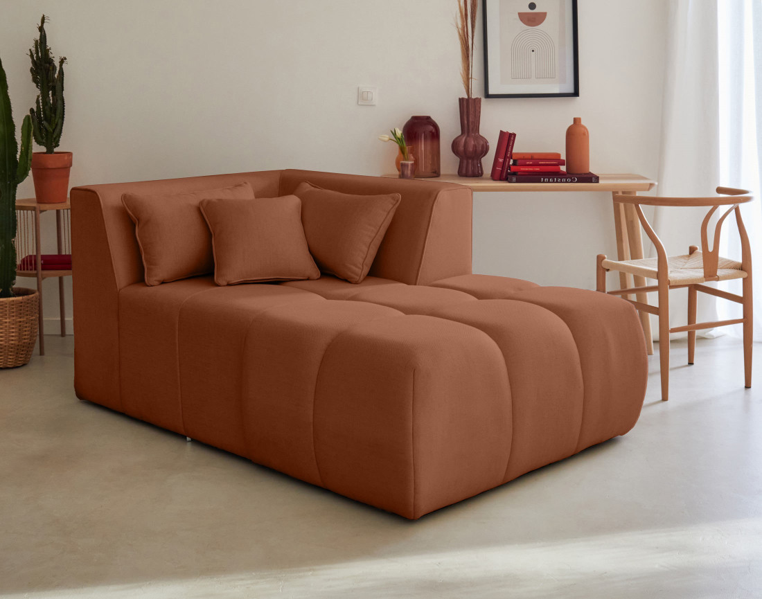 Canapé modulable d'angle droit 4 places en tissu Caracas