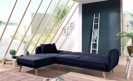 Folke - Canapé d'angle réversible scandinave convertible en tissu - 239x85x158cm Folke - Canapé d'angle réversible scandinave convertible en tissu - 239x85x158cm